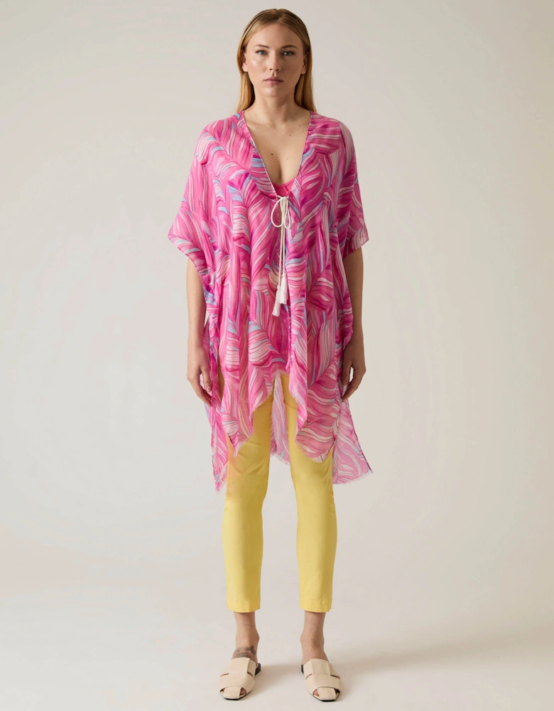 Abstract Print Pink Kaftan