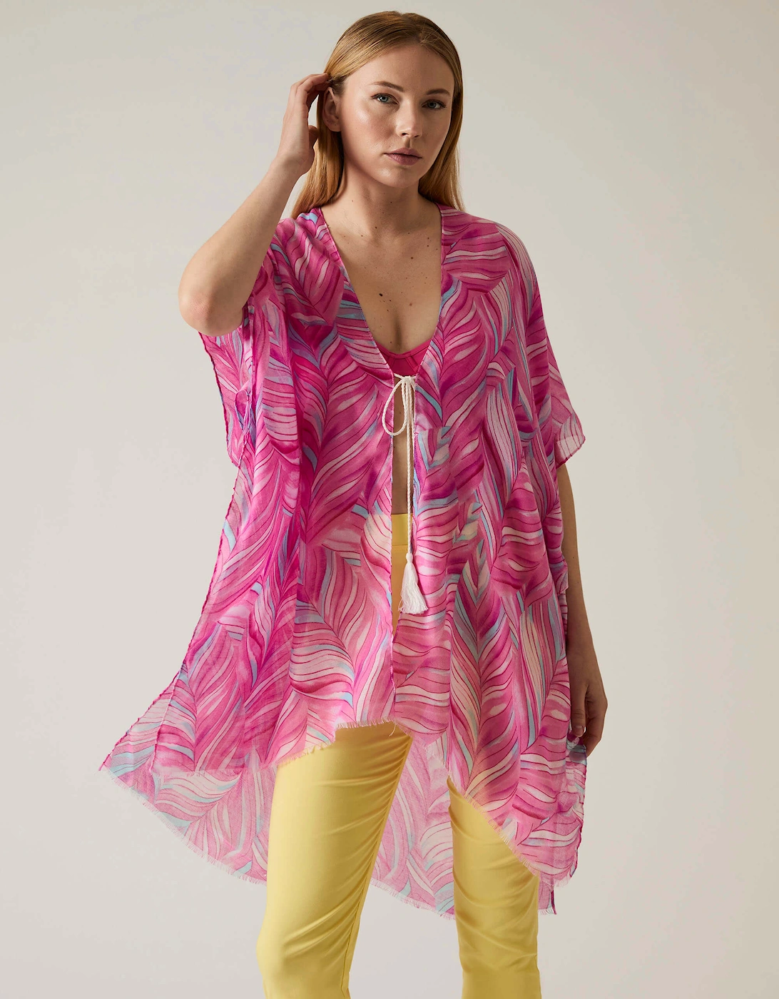 Abstract Print Pink Kaftan
