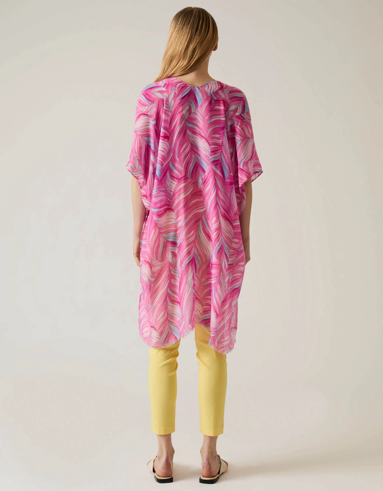 Abstract Print Pink Kaftan