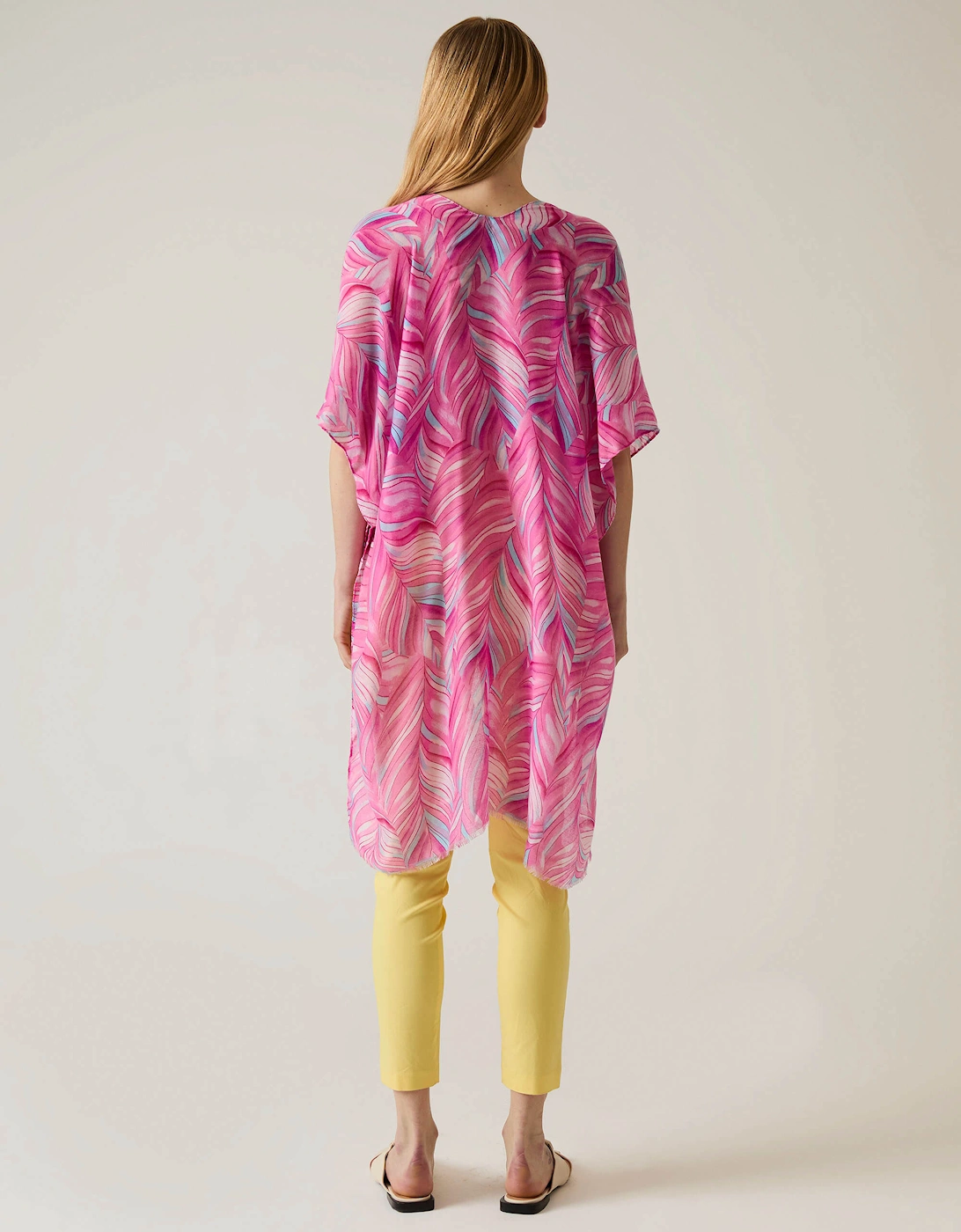 Abstract Print Pink Kaftan