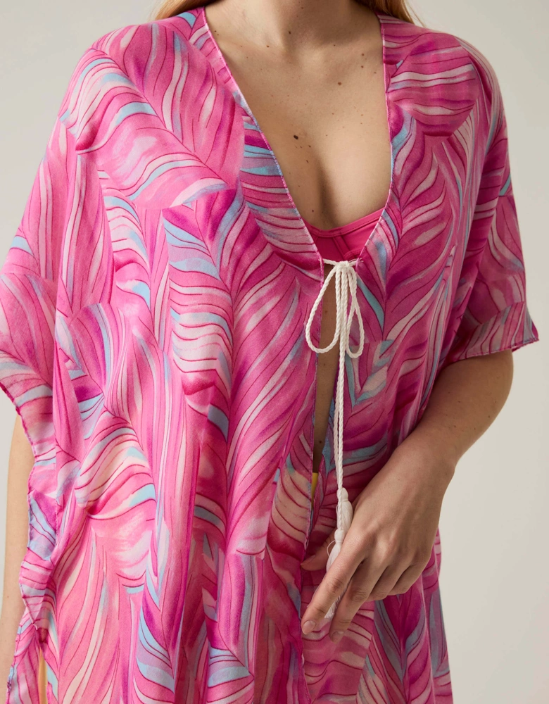 Abstract Print Pink Kaftan