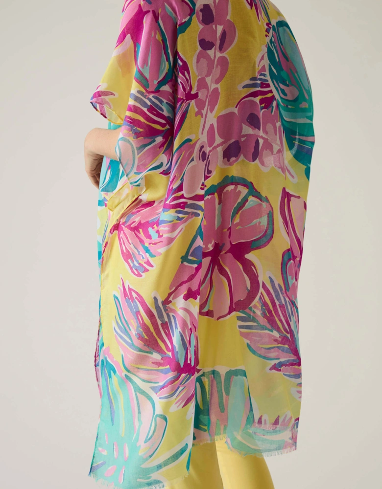 Leaf Print Yellow Kaftan