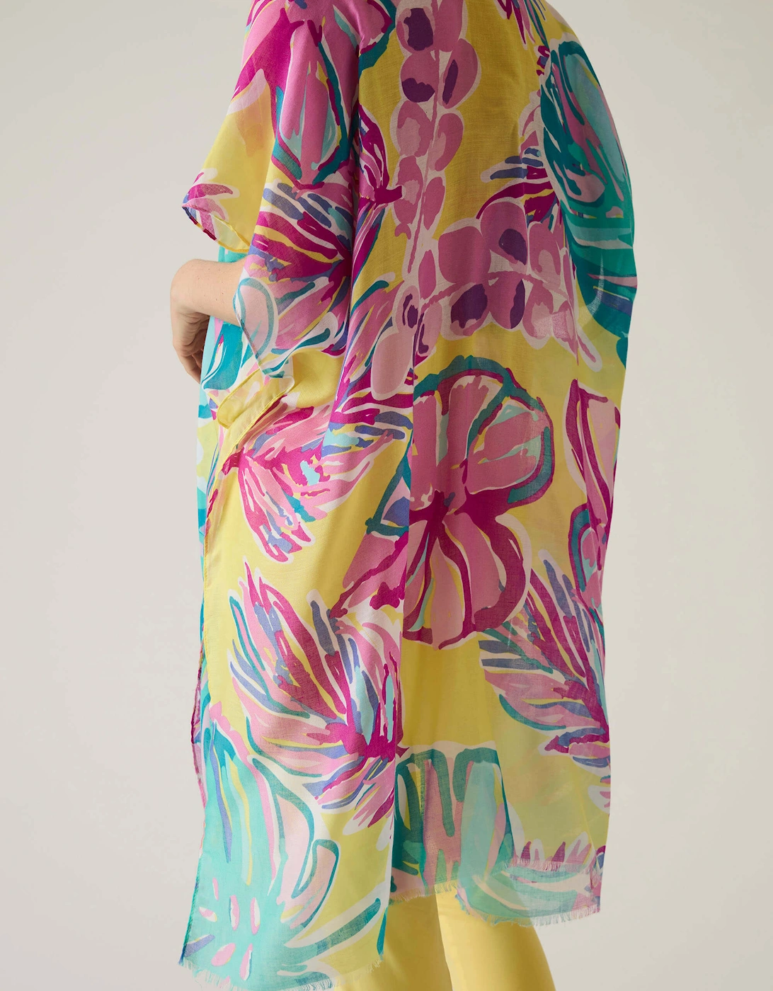 Leaf Print Yellow Kaftan