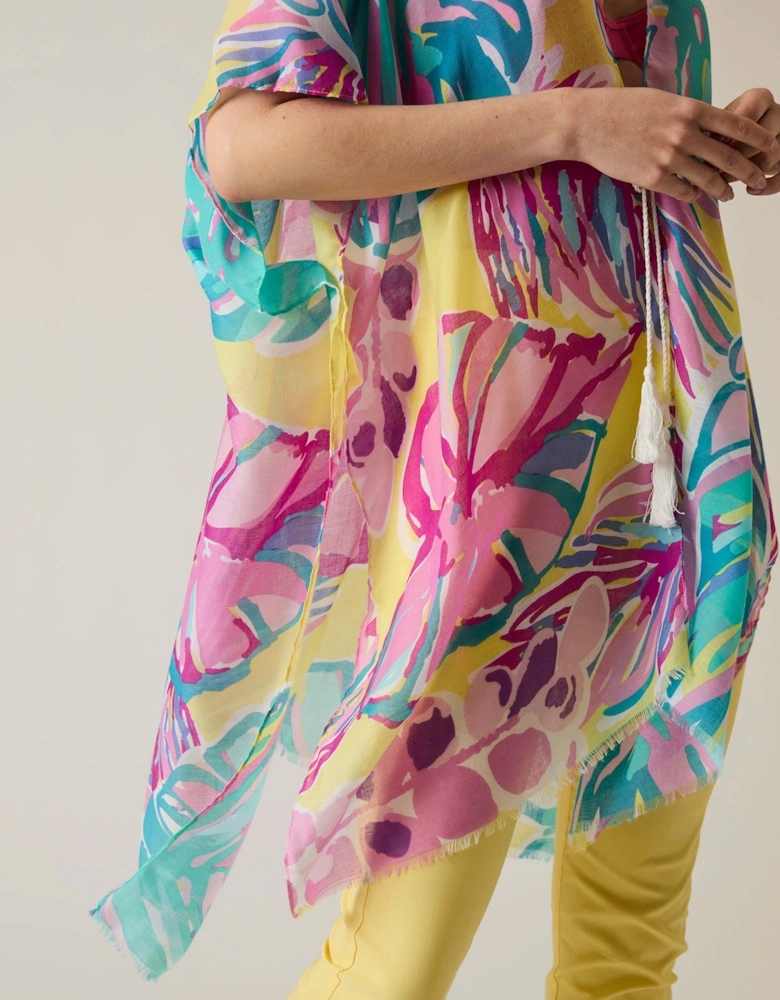 Leaf Print Yellow Kaftan