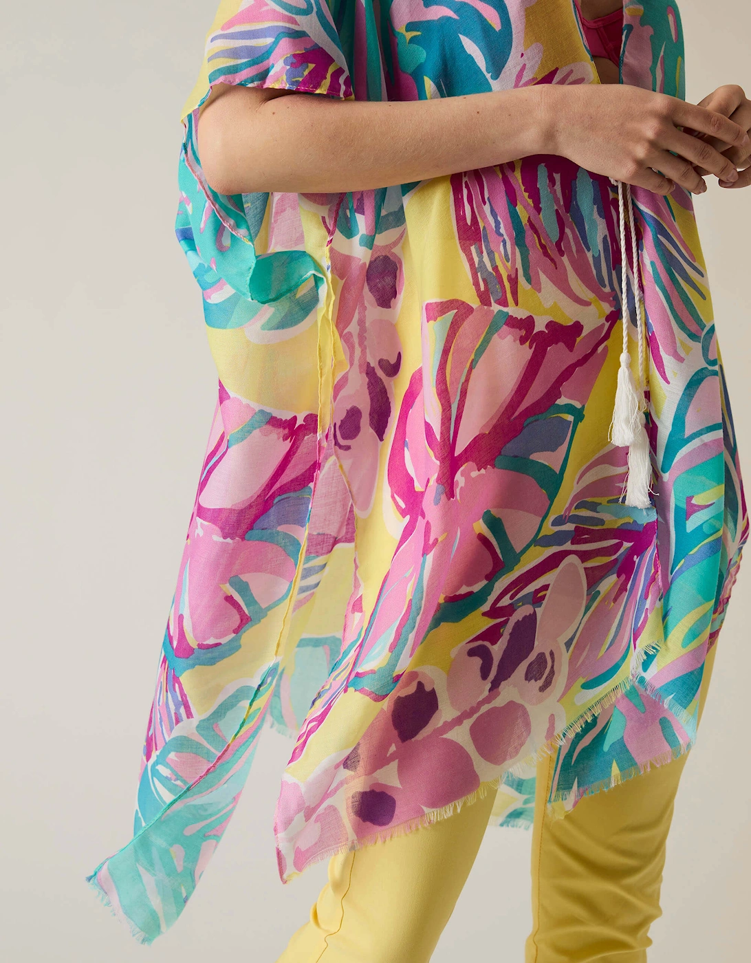 Leaf Print Yellow Kaftan