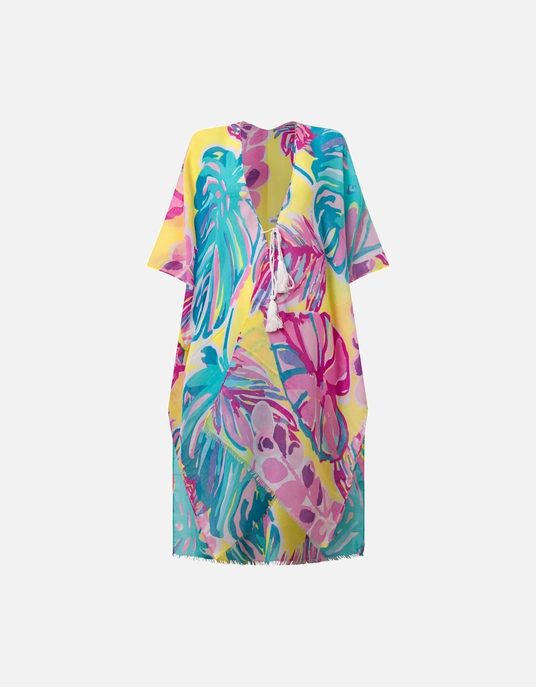 Leaf Print Yellow Kaftan