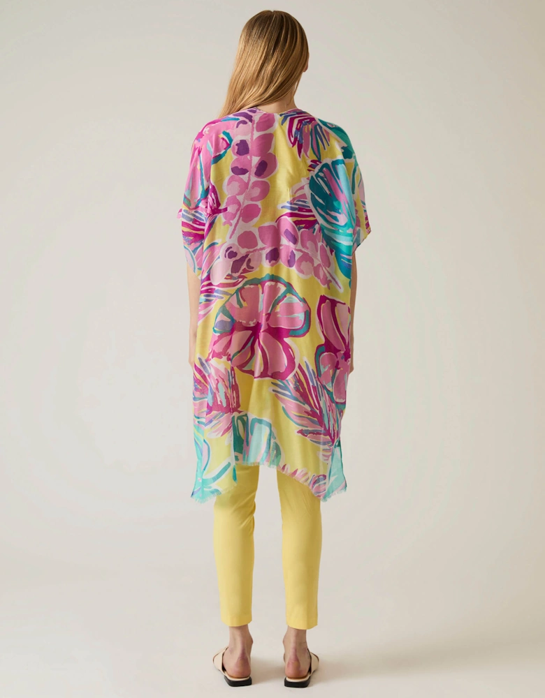 Leaf Print Yellow Kaftan