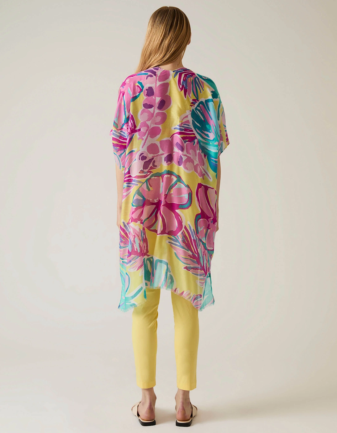 Leaf Print Yellow Kaftan