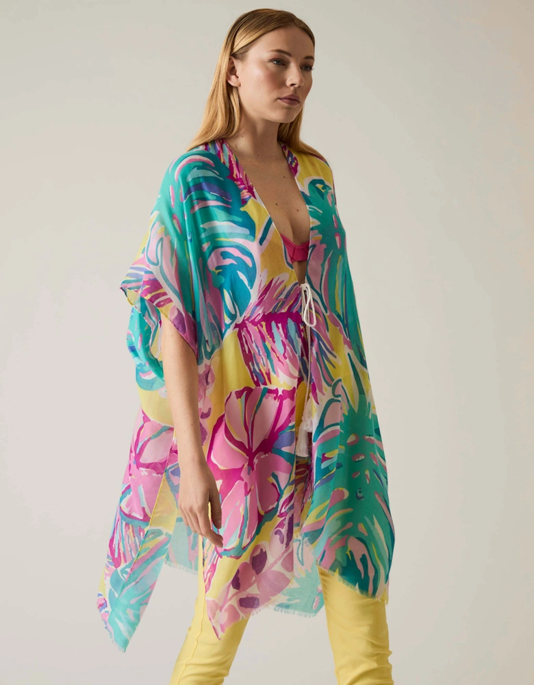 Leaf Print Yellow Kaftan
