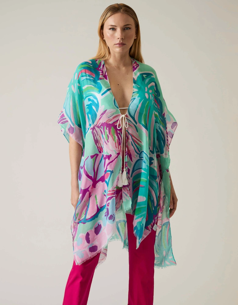 Leaf Print Blue Kaftan