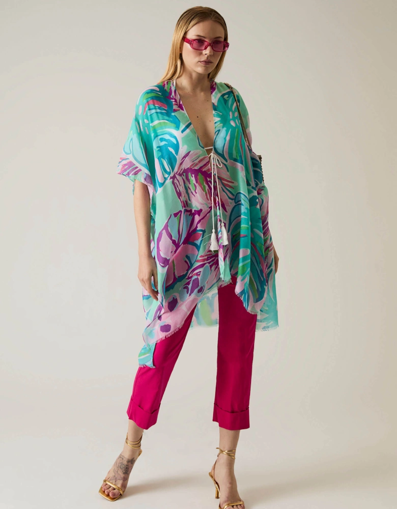 Leaf Print Blue Kaftan