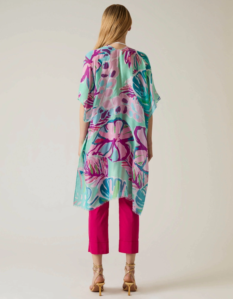 Leaf Print Blue Kaftan