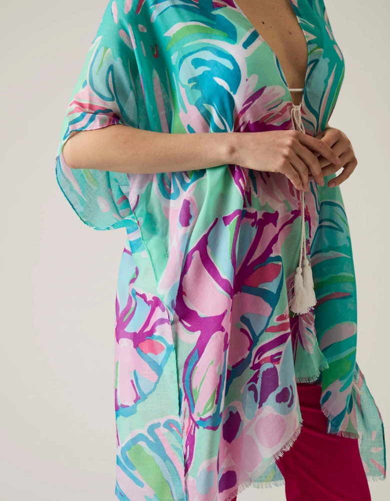 Leaf Print Blue Kaftan