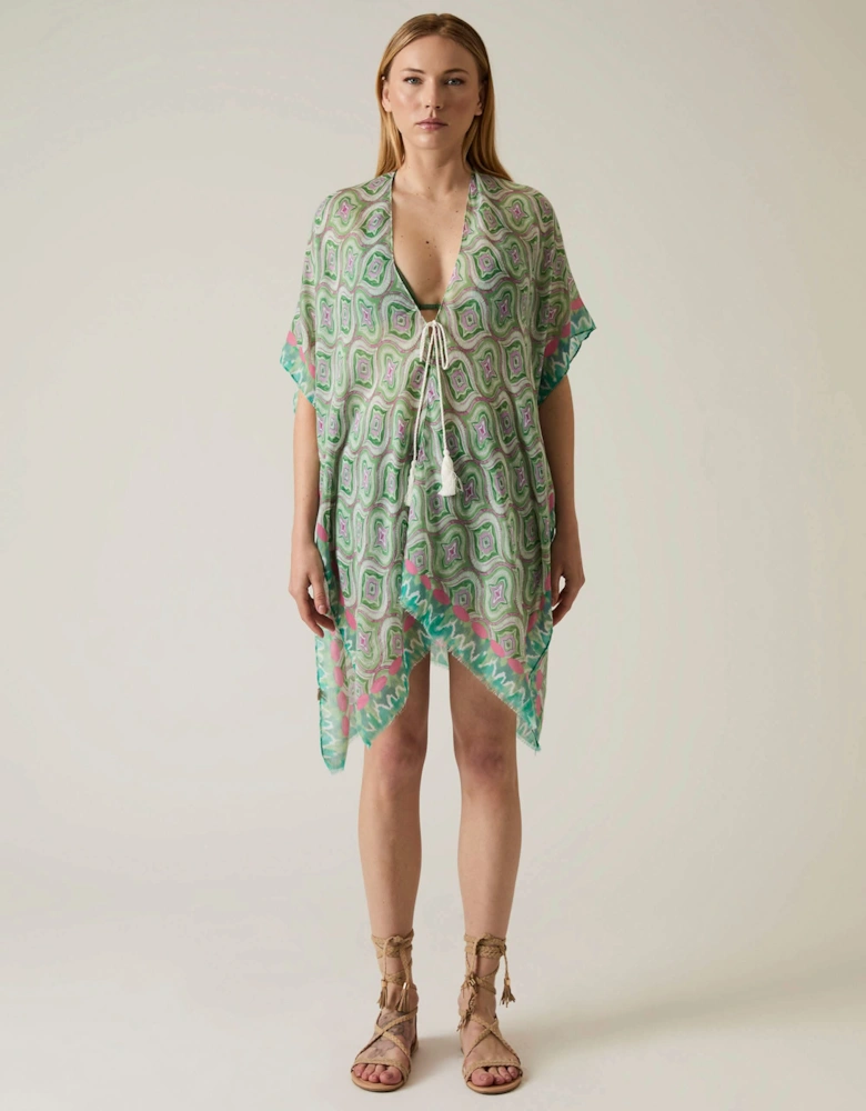 Geometric Print Green Kaftan