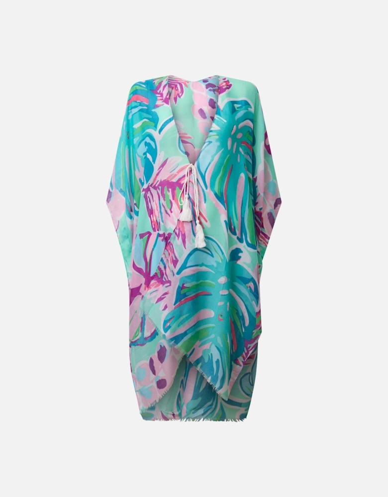 Leaf Print Blue Kaftan