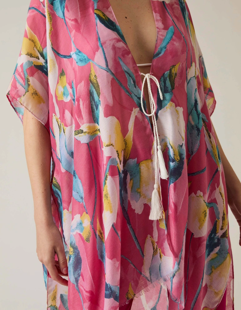 Floral Print Pink Kaftan