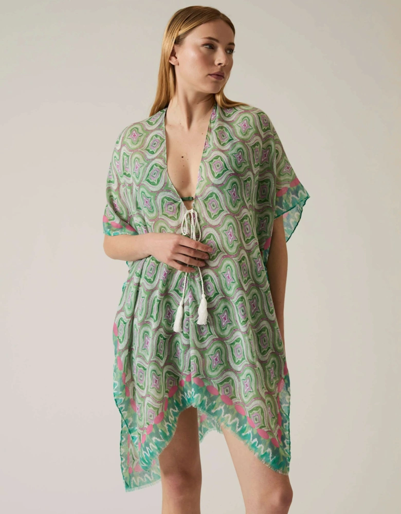 Geometric Print Green Kaftan