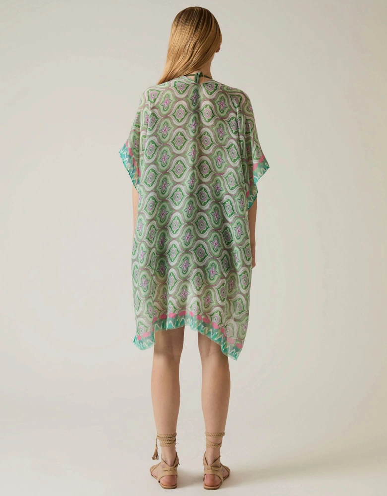 Geometric Print Green Kaftan