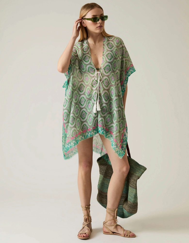 Geometric Print Green Kaftan