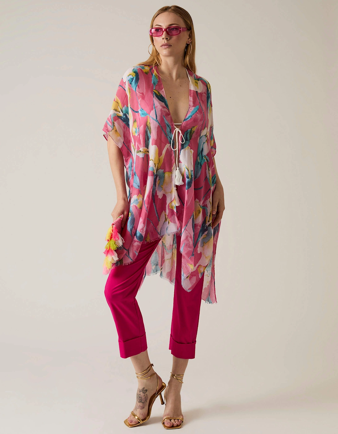 Floral Print Pink Kaftan