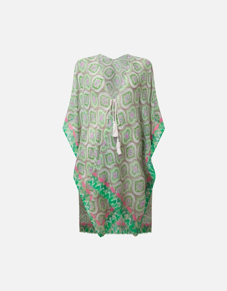 Geometric Print Green Kaftan