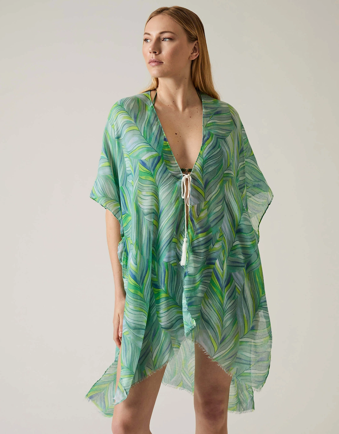 Abstract Print Green Kaftan