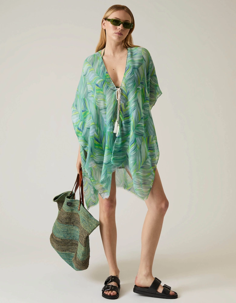 Abstract Print Green Kaftan