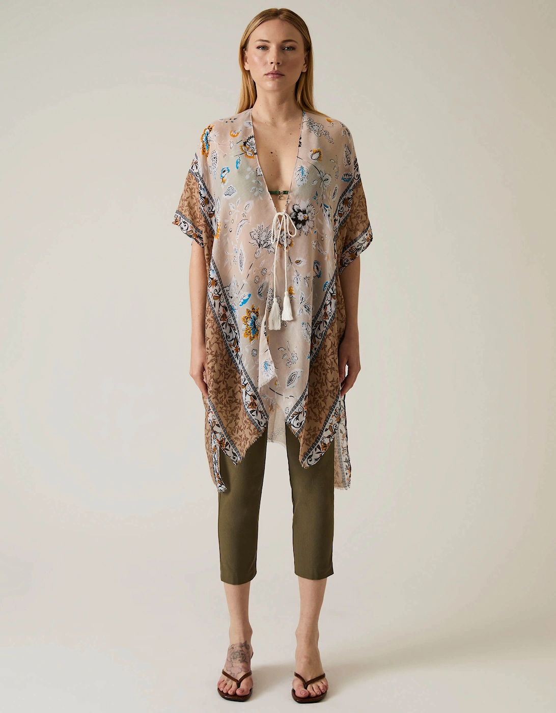 Floral Paisley Beige Kaftan, 7 of 6