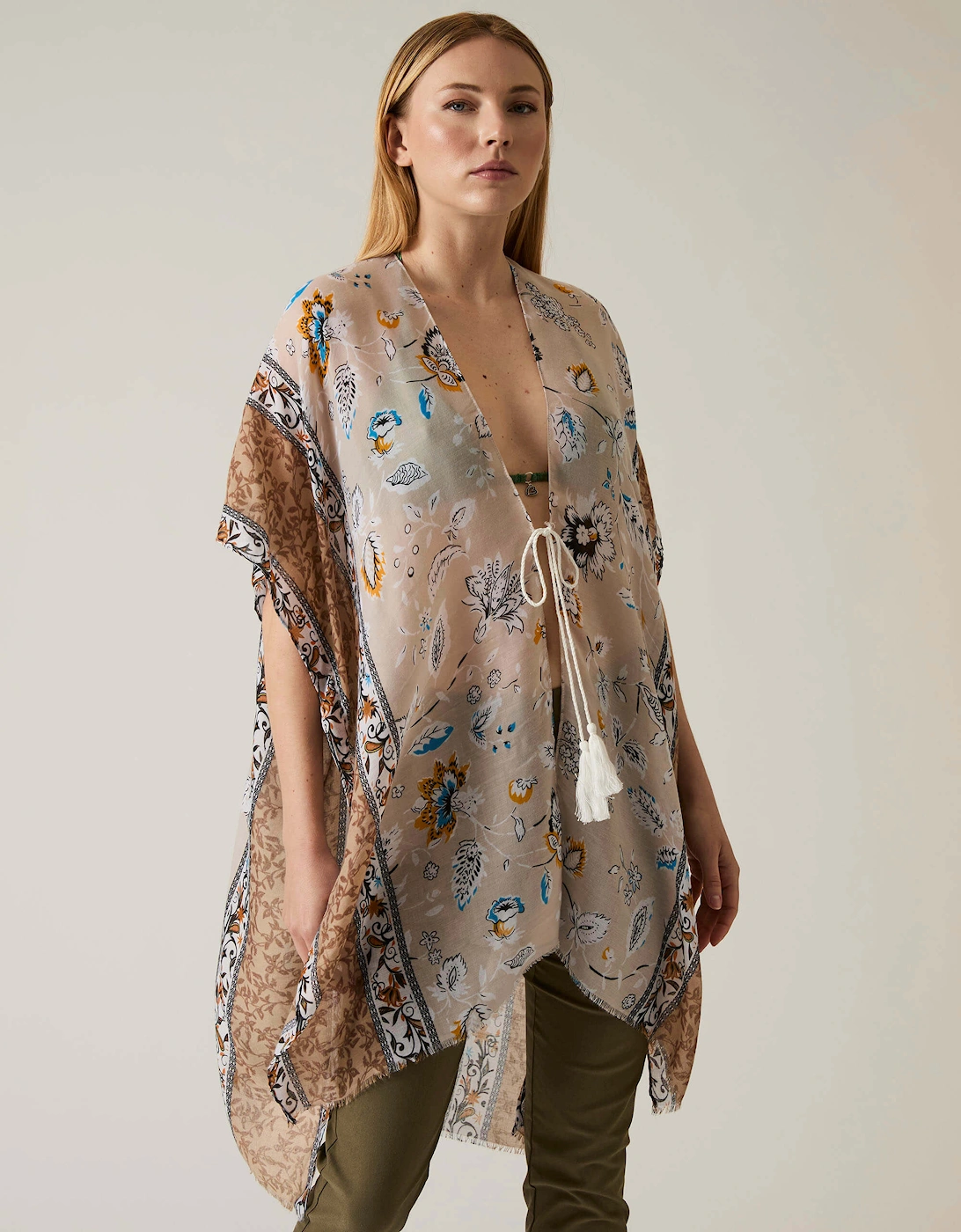 Floral Paisley Beige Kaftan