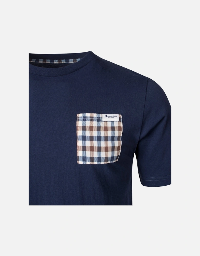 Aquascutum Active Check Pocket Navy Blue T-Shirt