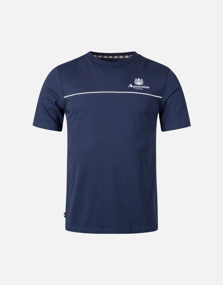 Aquascutum Active Piping Design Navy Blue T-Shirt