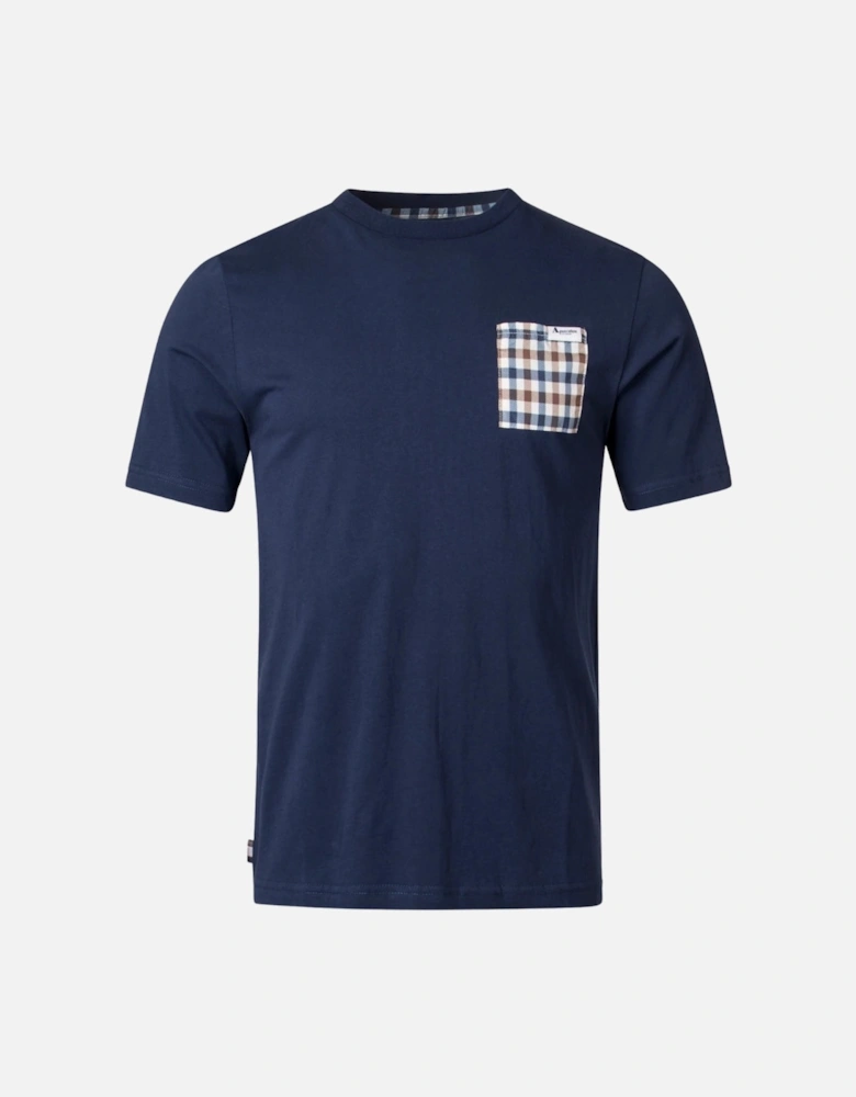 Aquascutum Active Check Pocket Navy Blue T-Shirt