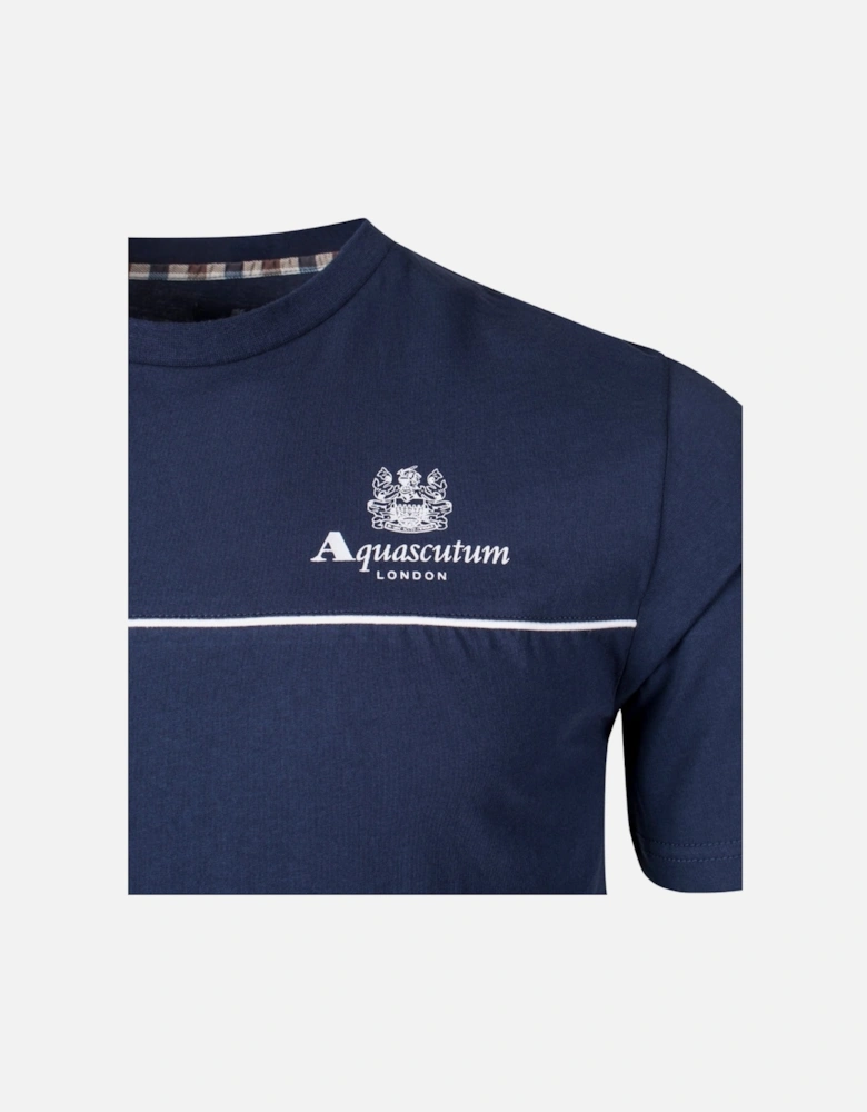 Aquascutum Active Piping Design Navy Blue T-Shirt