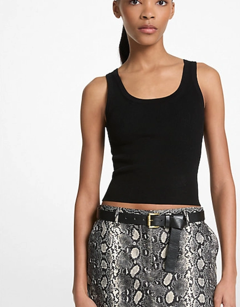Snake Embossed Leather Mini Skirt