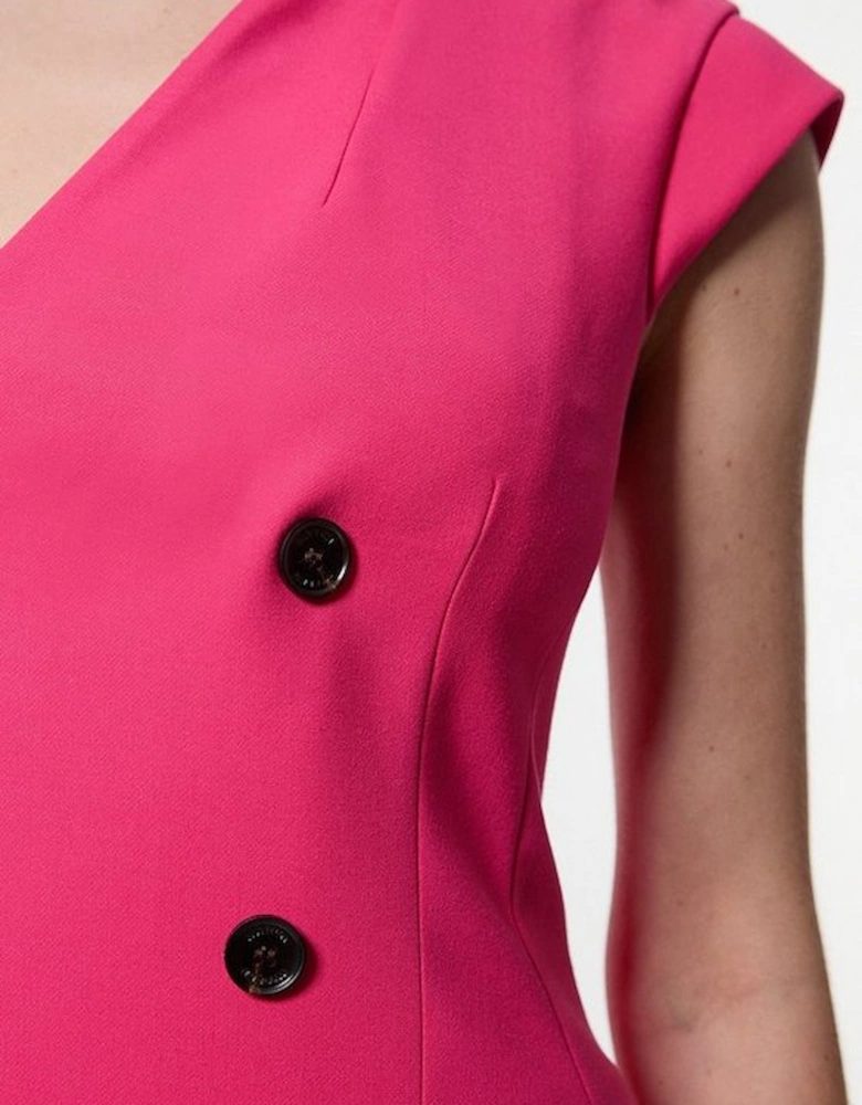 Compact Stretch Asymmetric Collar Tailored Pencil Maxi Dress