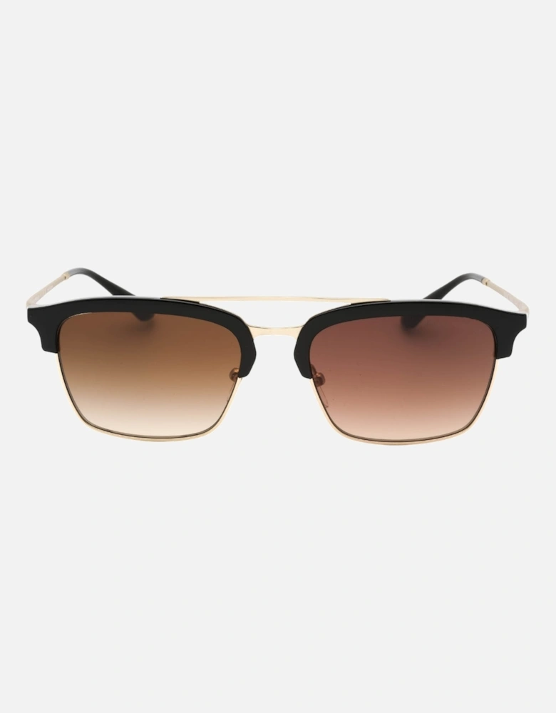 Matte Pale Gold Frame Brown Gradient Lensed Sunglasses