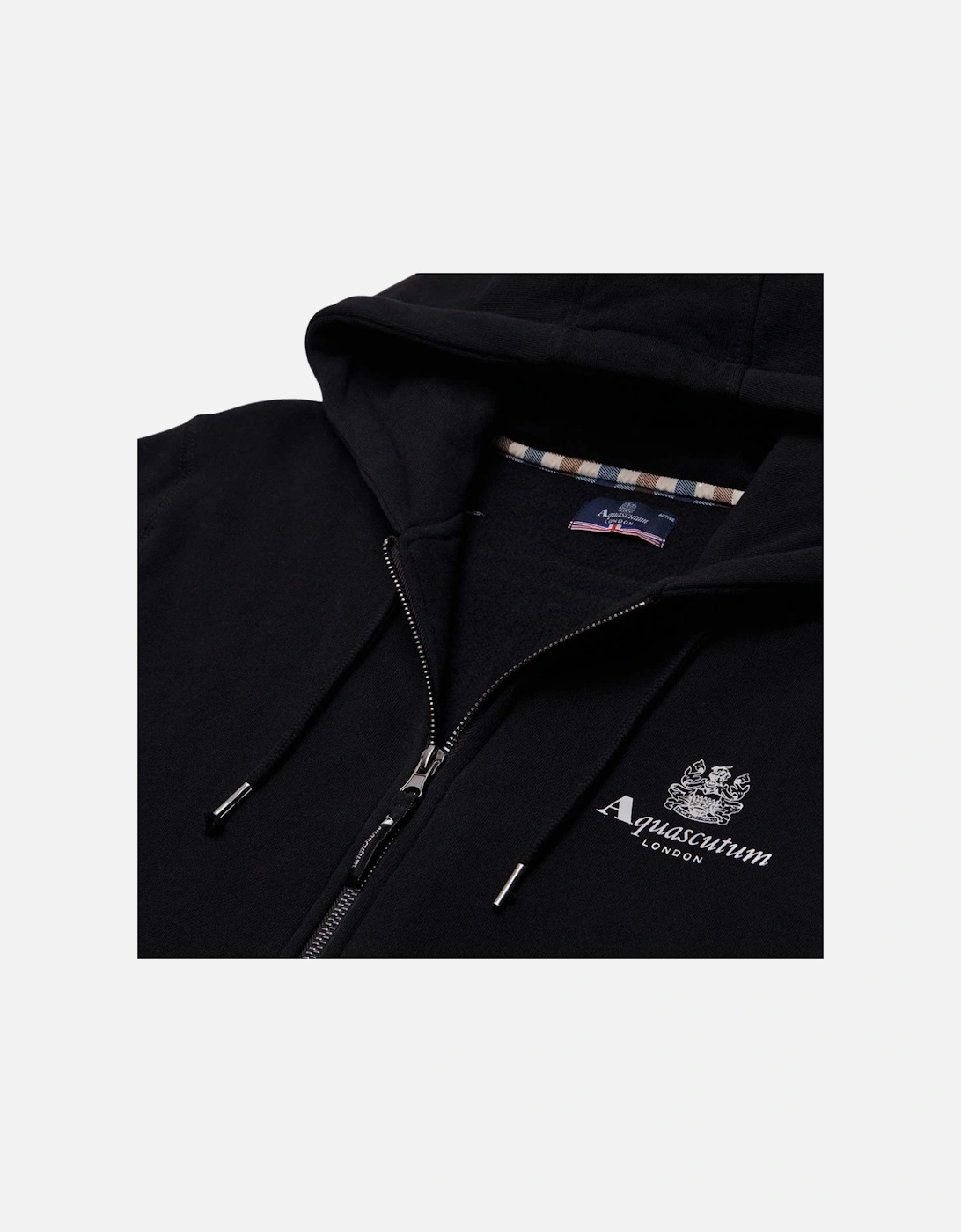 Aquascutum Active Small Logo Full-Zip Black Hoodie