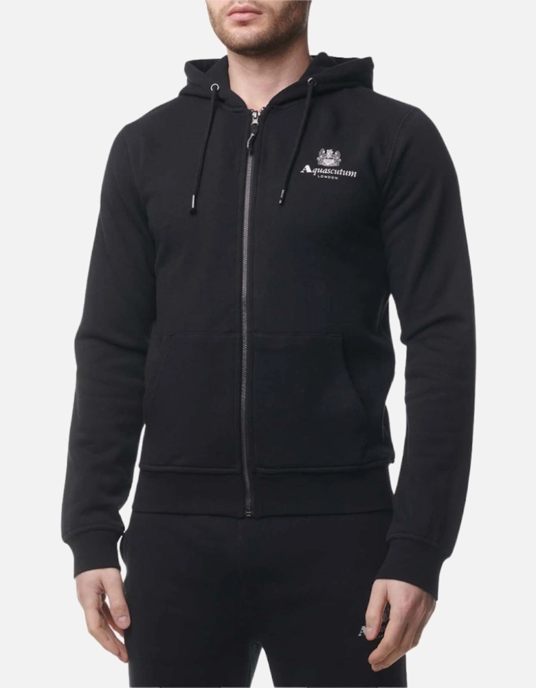 Aquascutum Active Small Logo Full-Zip Black Hoodie