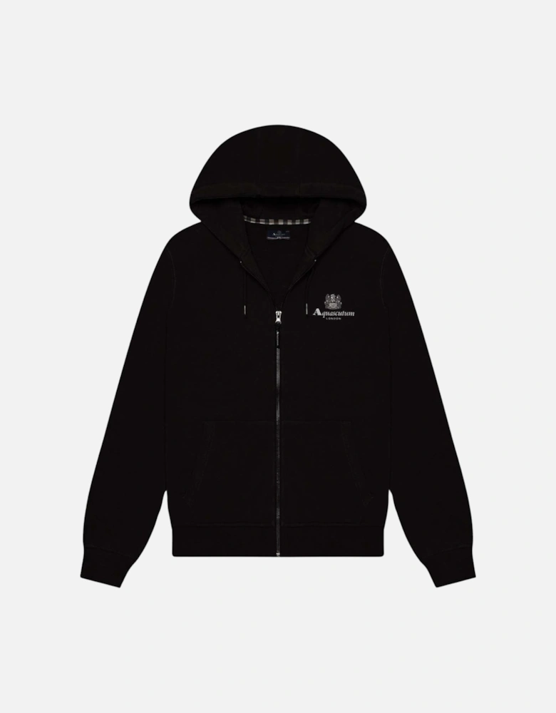 Aquascutum Active Small Logo Full-Zip Black Hoodie