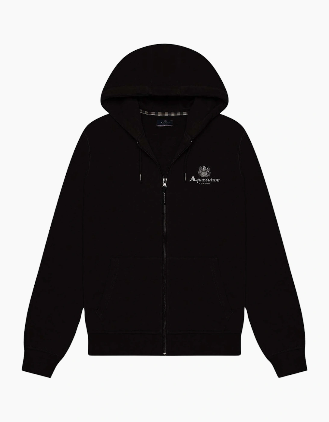 Aquascutum Men's Black Active Logo Full-Zip Hoodie - : 42 Xl