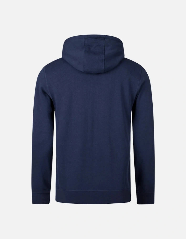 Aquascutum Active Small Logo Full-Zip Navy Blue Hoodie