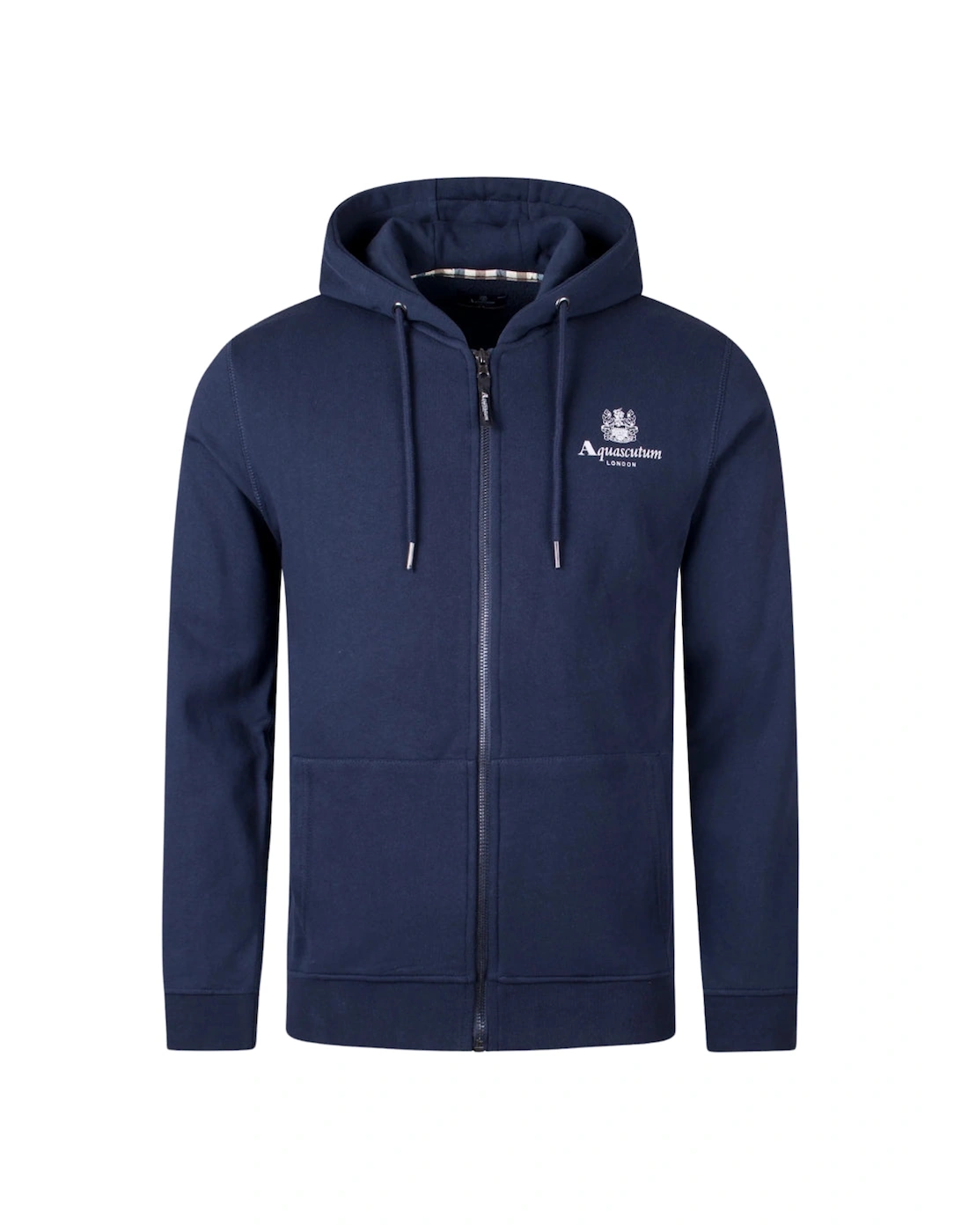 Aquascutum Men's Blue Active Logo Full-Zip Navy Hoodie - : 42 Xl