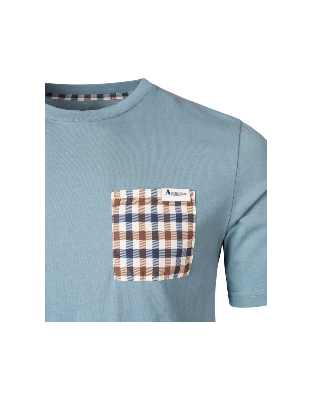 Aquascutum Men's Blue Active Check Pocket T-Shirt - : 38 M