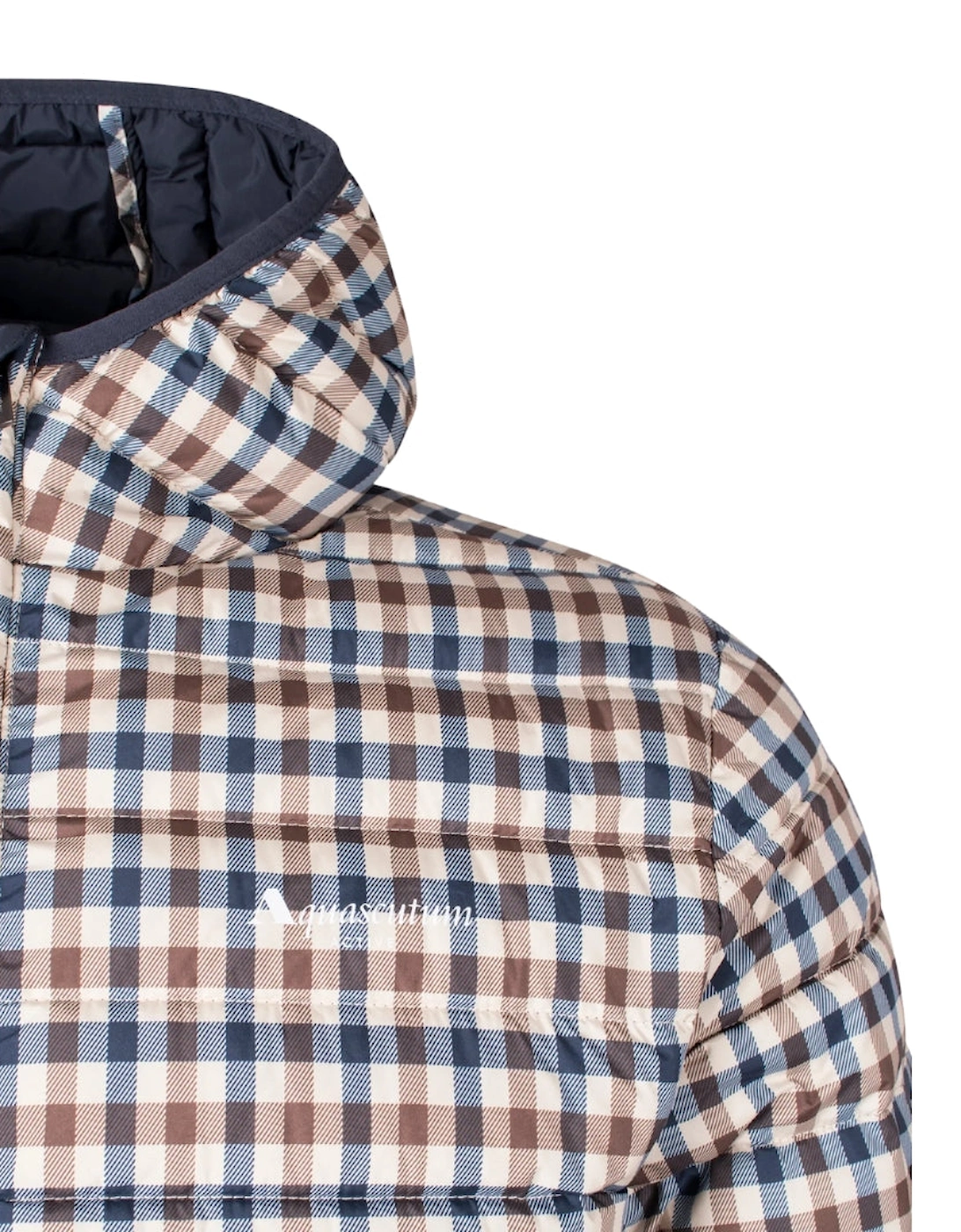 Aquascutum Active 100GR Hooded Beige Check Jacket Mens