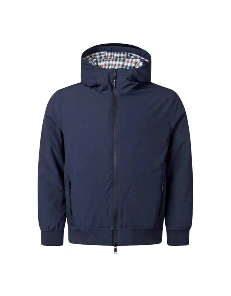 Aquascutum Active Plain Hooded Navy Blue Jacket