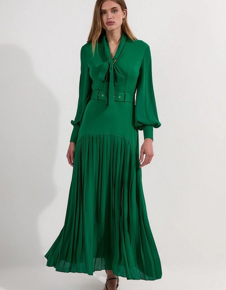 Jersey Ponte Georgette Mix Midi Dress