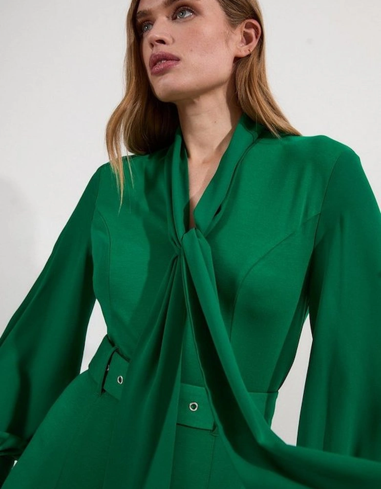 Jersey Ponte Georgette Mix Midi Dress