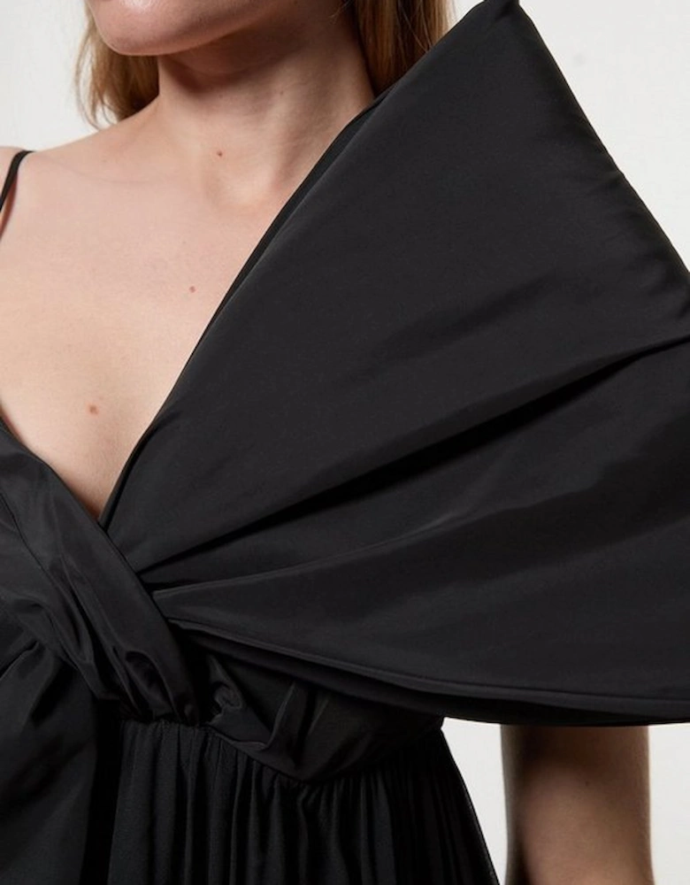 Taffeta Bow Detail Woven Maxi Dress