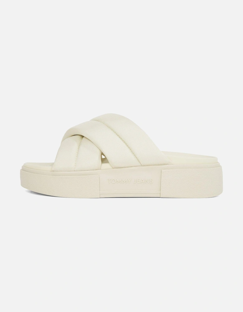 Crossover Flatform Sandal - Cream