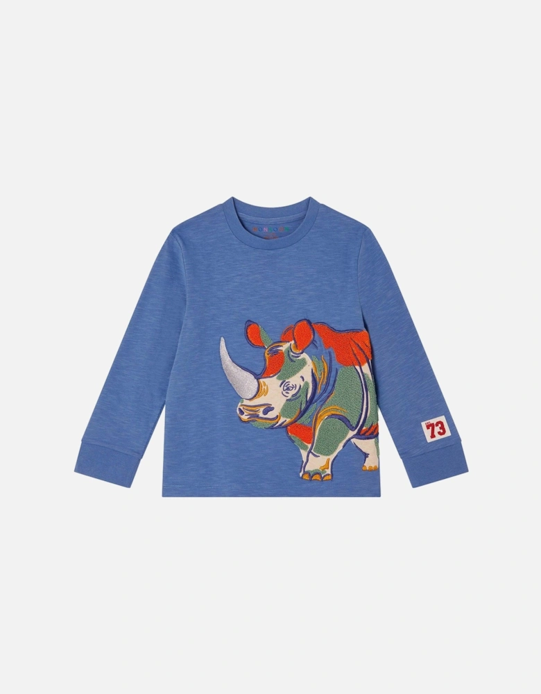 Boys Long Sleeve Rhino Tshirt - Blue